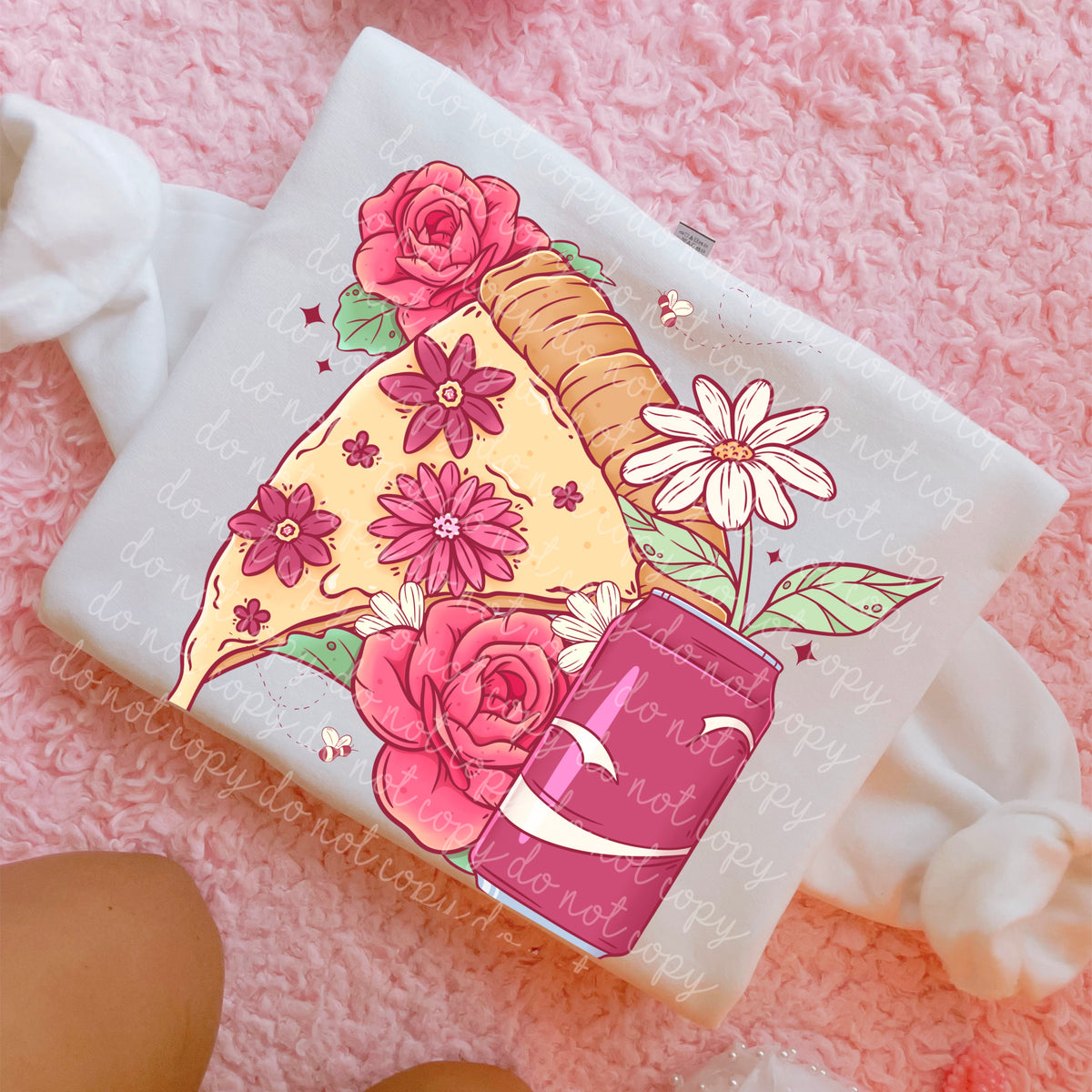 Pizza with flowers and soda (MMD) DTF Transfer