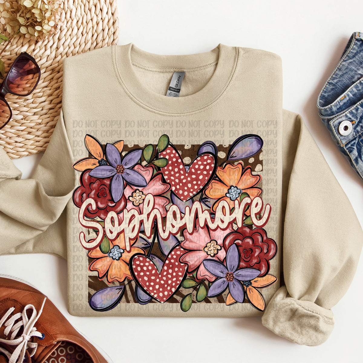 Sophomore floral heart frame (VP) DTF Transfer