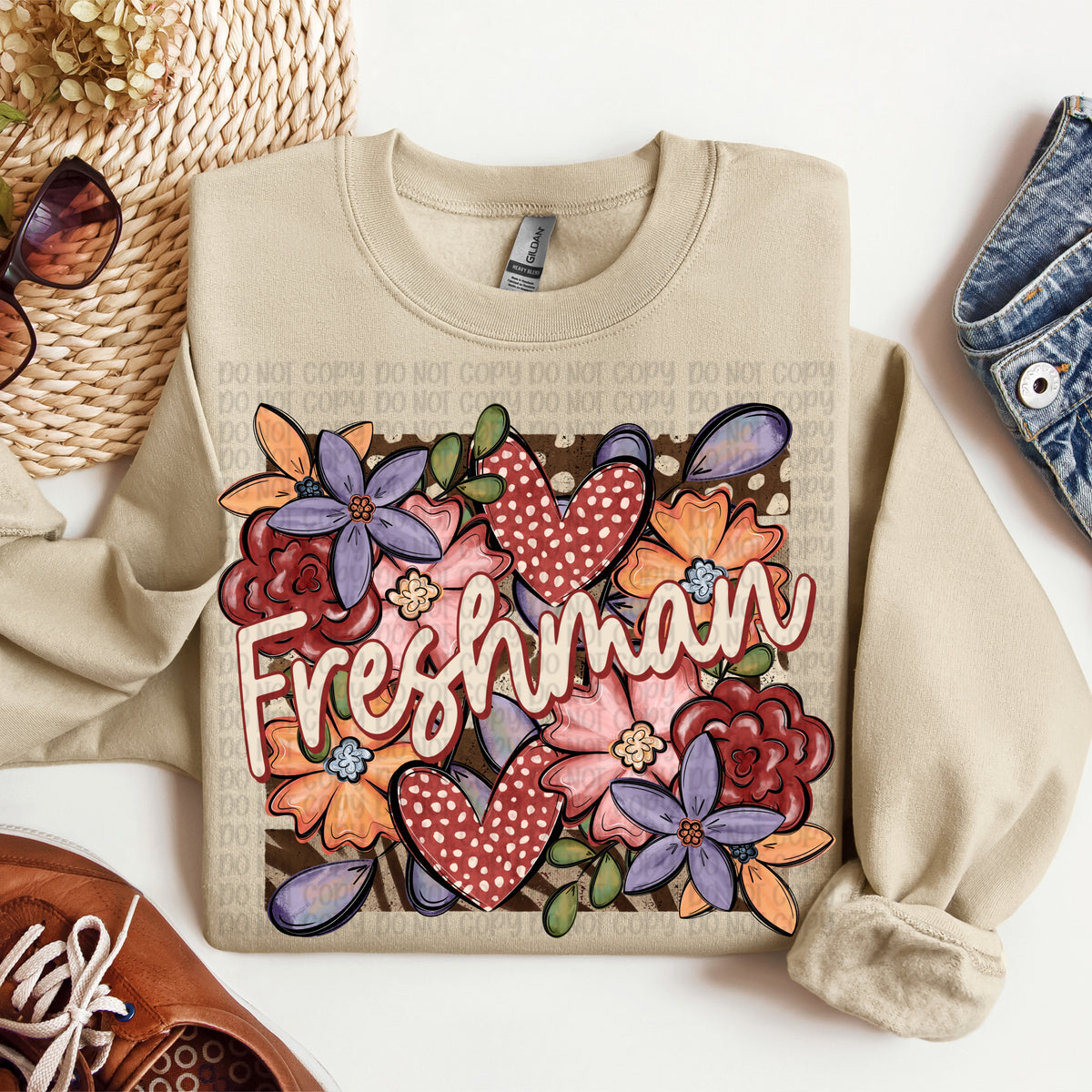 Freshman floral heart frame (VP) DTF Transfer