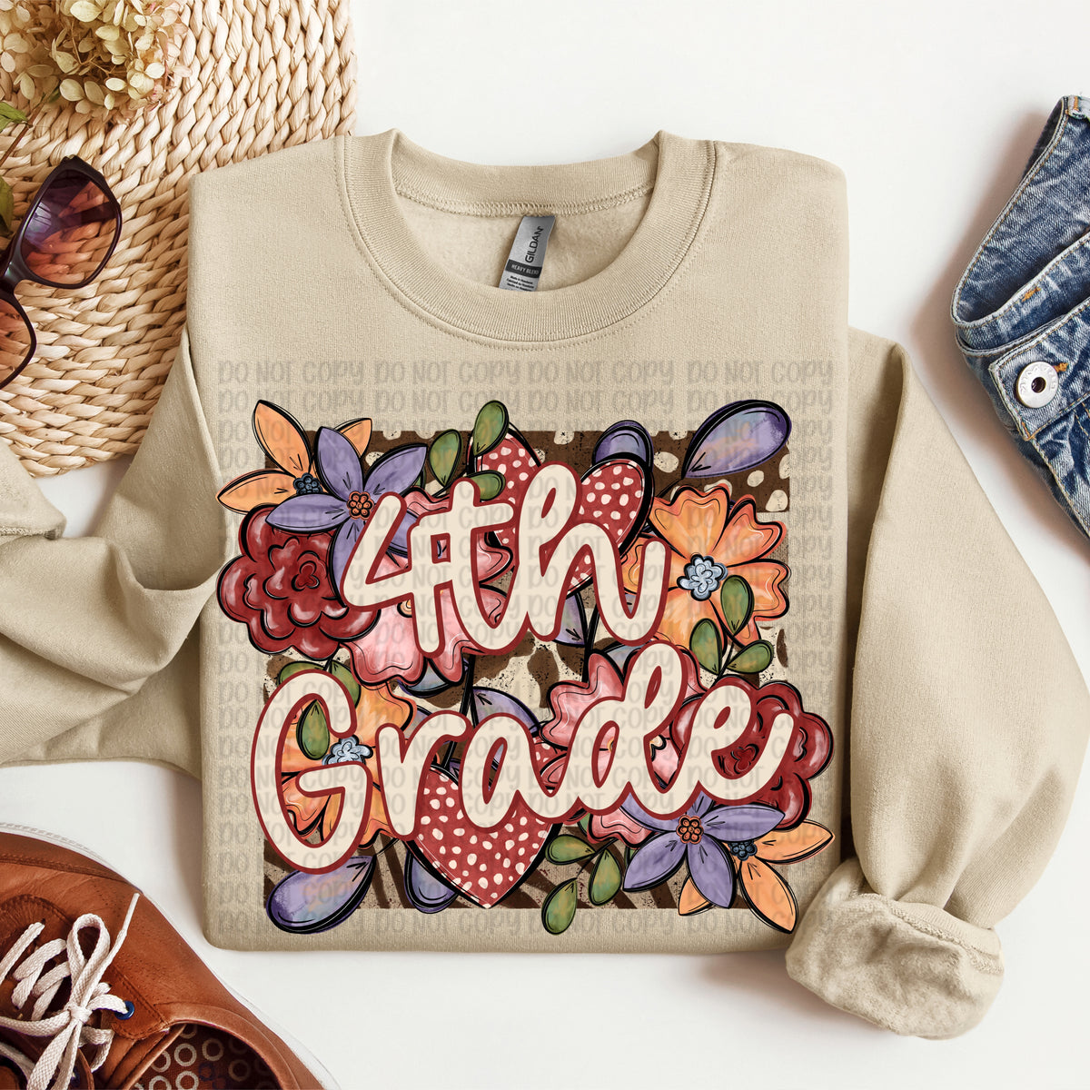 4th grade floral heart frame (VP) DTF Transfer