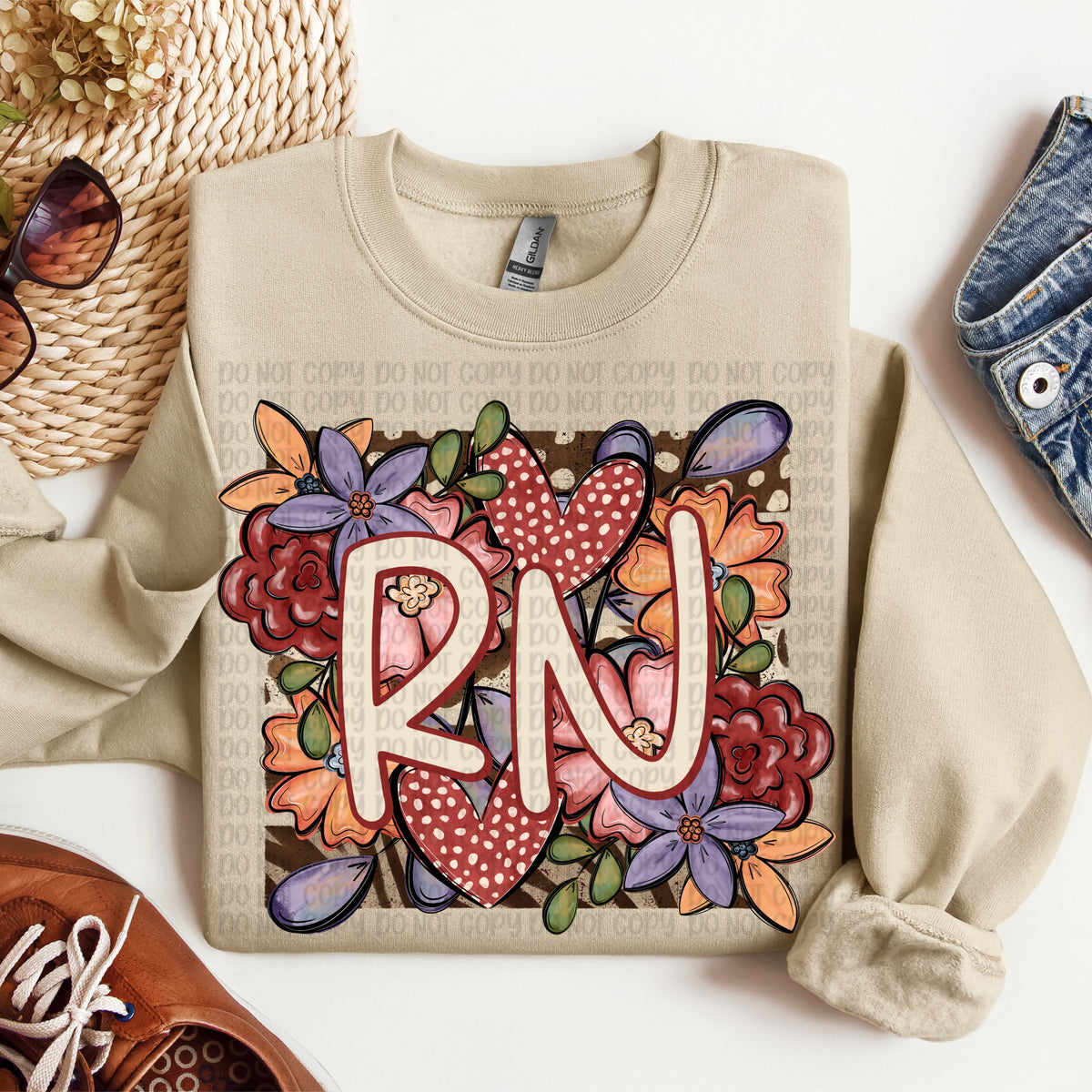 RN floral heart frame (VP) DTF Transfer