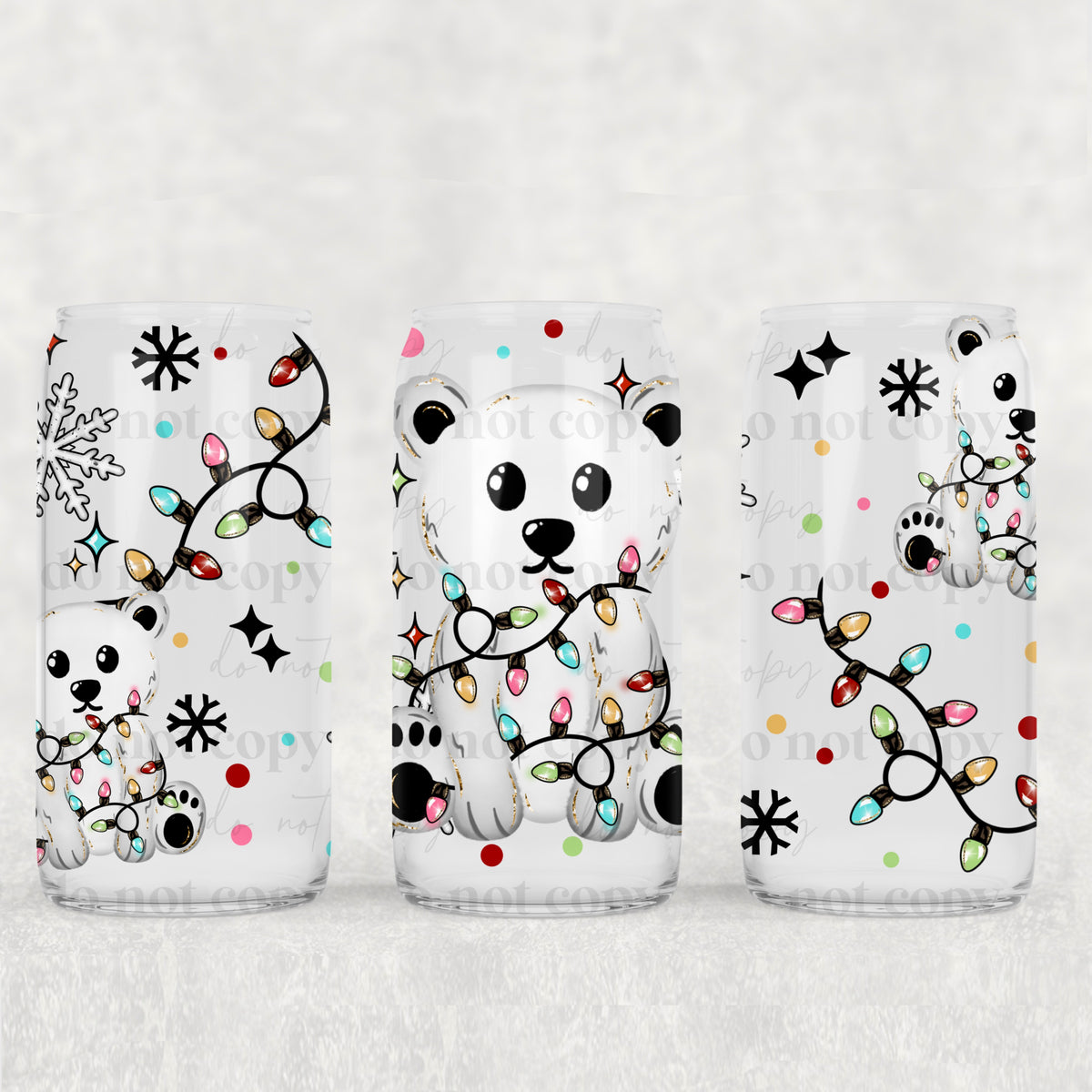 0378 polar bear with lights (CSC) UV DTF WRAP