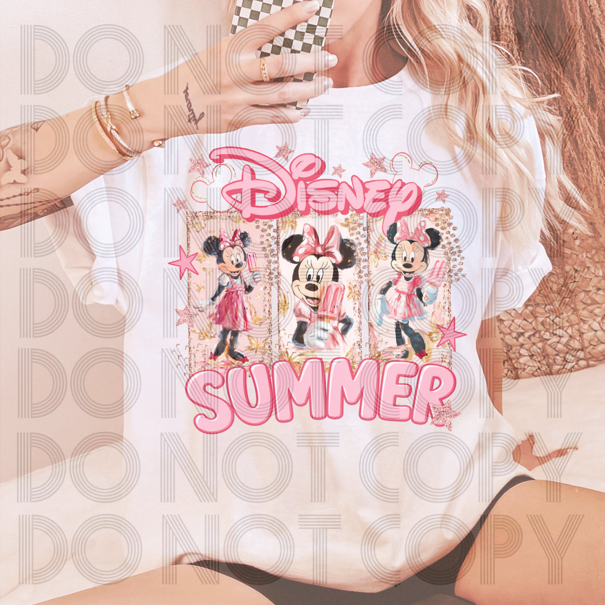 D summer girl mouse frames (Renewed) DTF Transfer