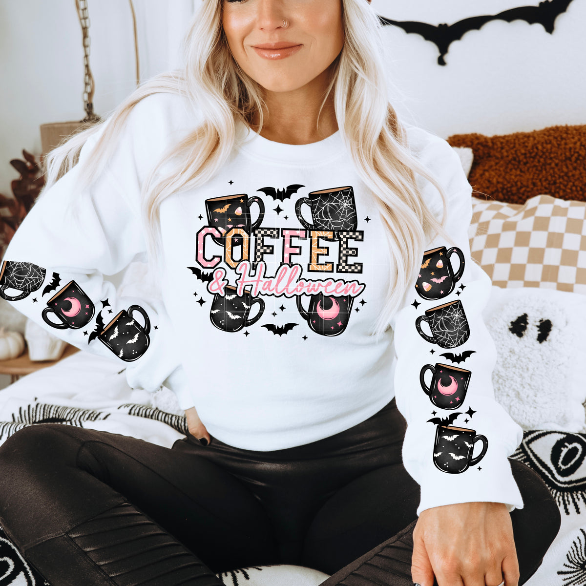 Coffee & Halloween FRONT (CSC) 102988 DTF transfer
