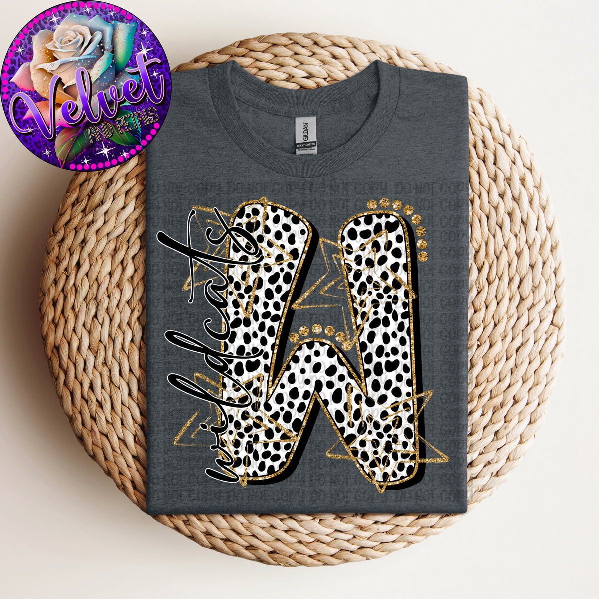 Wildcats BW polkadot gold outline (VP) DTF Transfer
