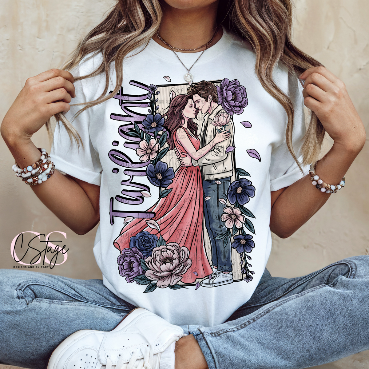 twi ligh boy and girl with flowers 6/1 (mystery monday) DTF transfer