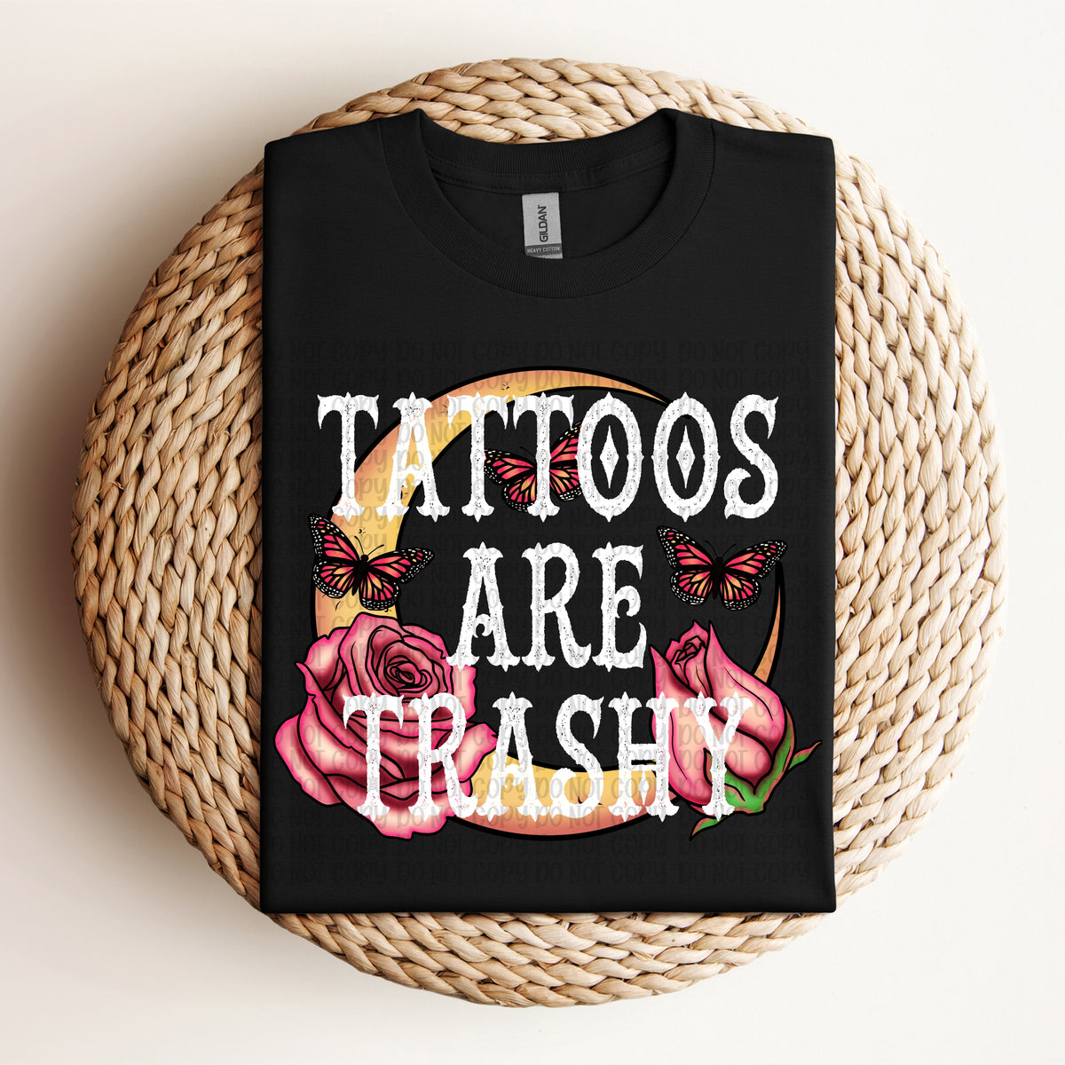 Tattoos are trash moon white font (VP) DTF Transfer