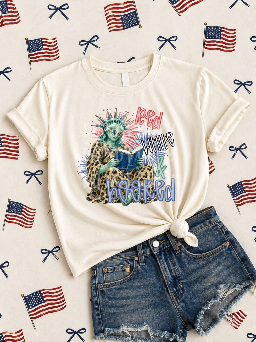 Red white & booked lady liberty (DD) DTF transfer