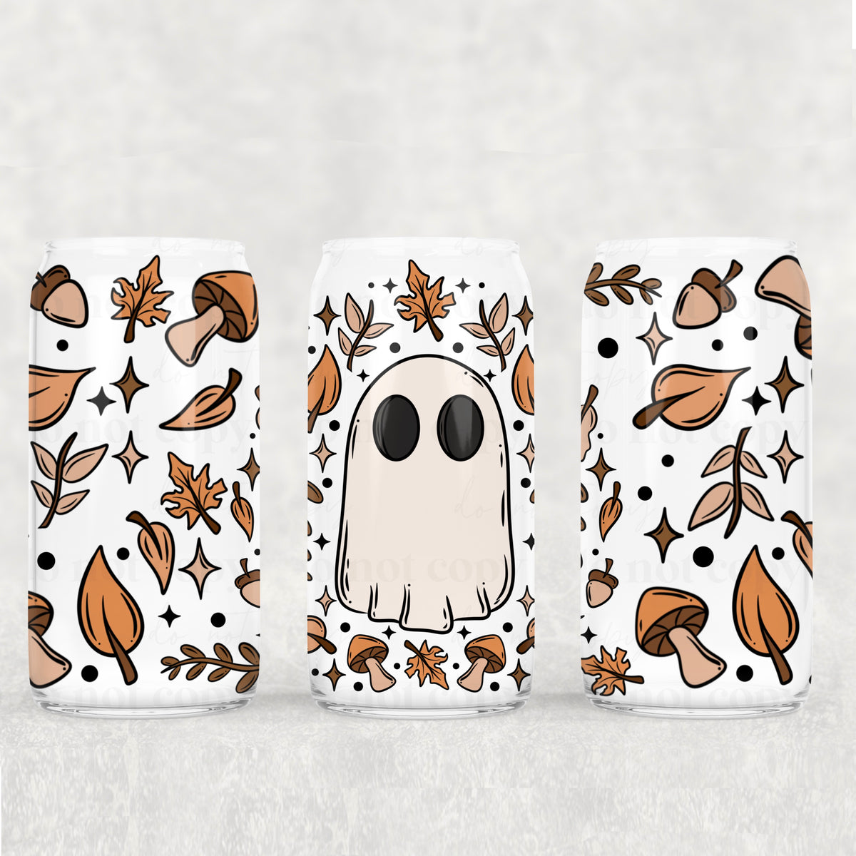 ghost with mushrooms and leaves 0483 (CSC) UV DTF WRAP