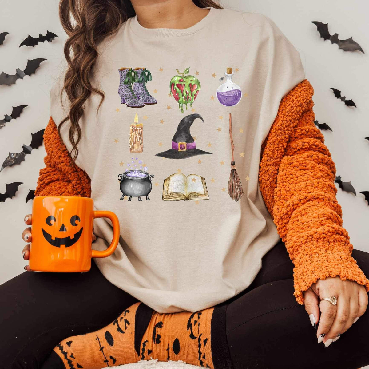 Evil witch items collage PURPLE 34249 DTF transfer
