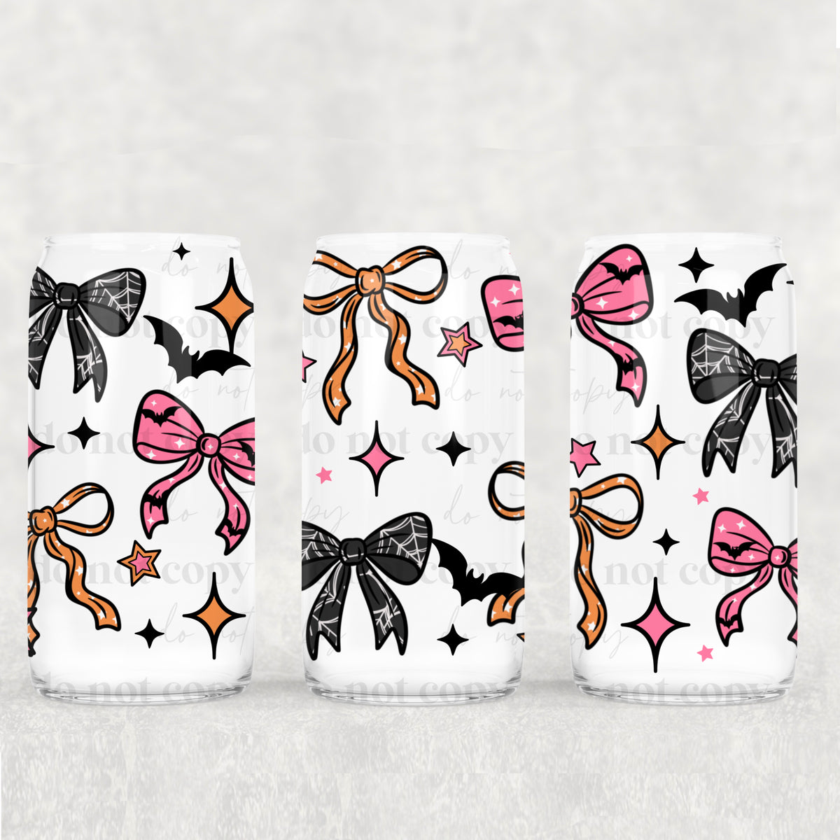 0516 pink black and orange halloween bows (CSC) UV DTF WRAP