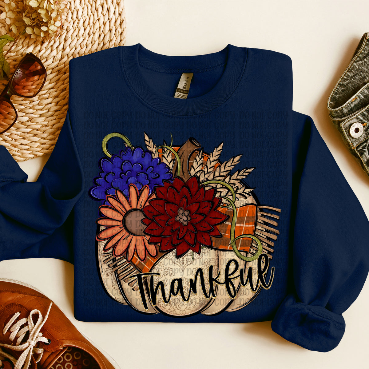 Thankful fall floral pumpkin (VP) DTF Transfer