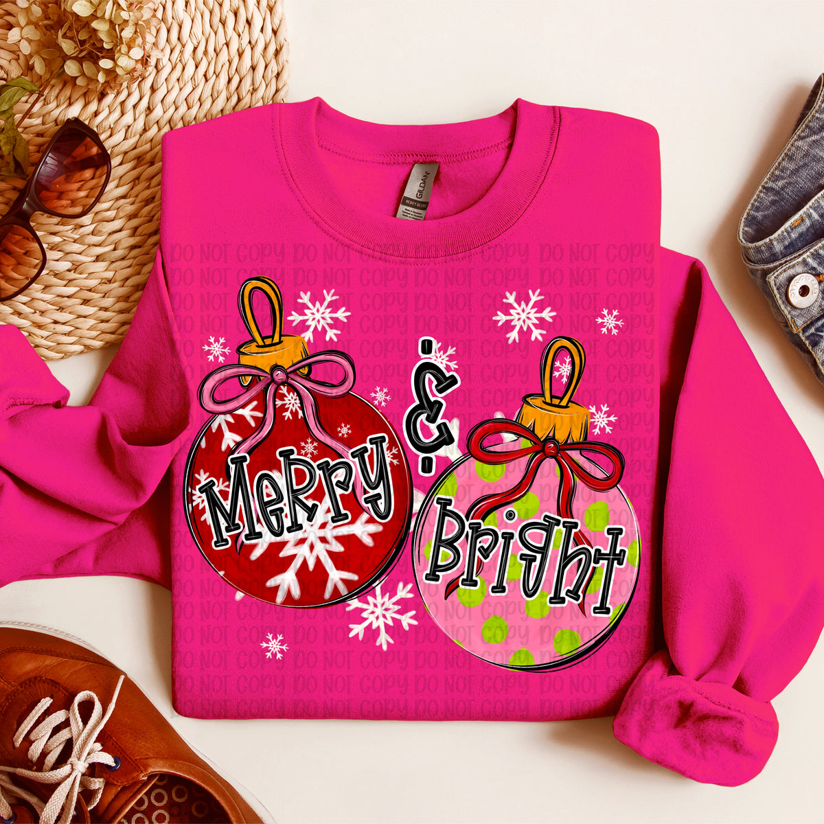 Merry & bright Christmas ornaments (VP) DTF Transfer