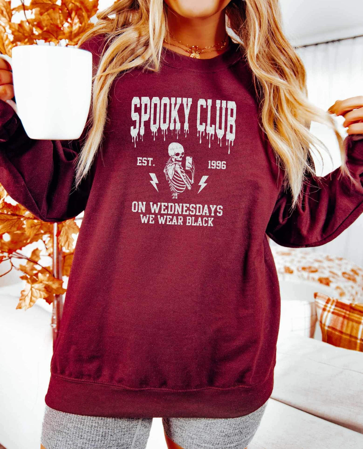 Spooky club on wednesdays we wear black WHITE 34245 DTF transfer