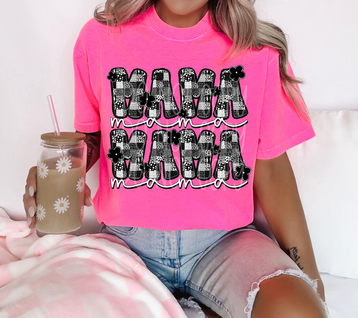 Mama stacked plaid (PH) 109369 DTF transfer