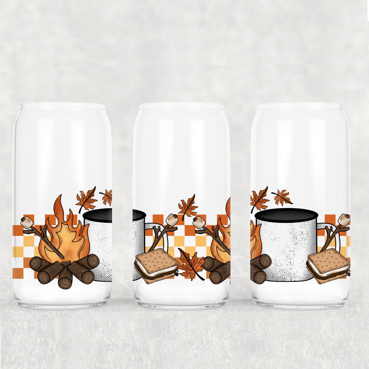 0600 smores campfire checkered background (CSC) UV DTF WRAP