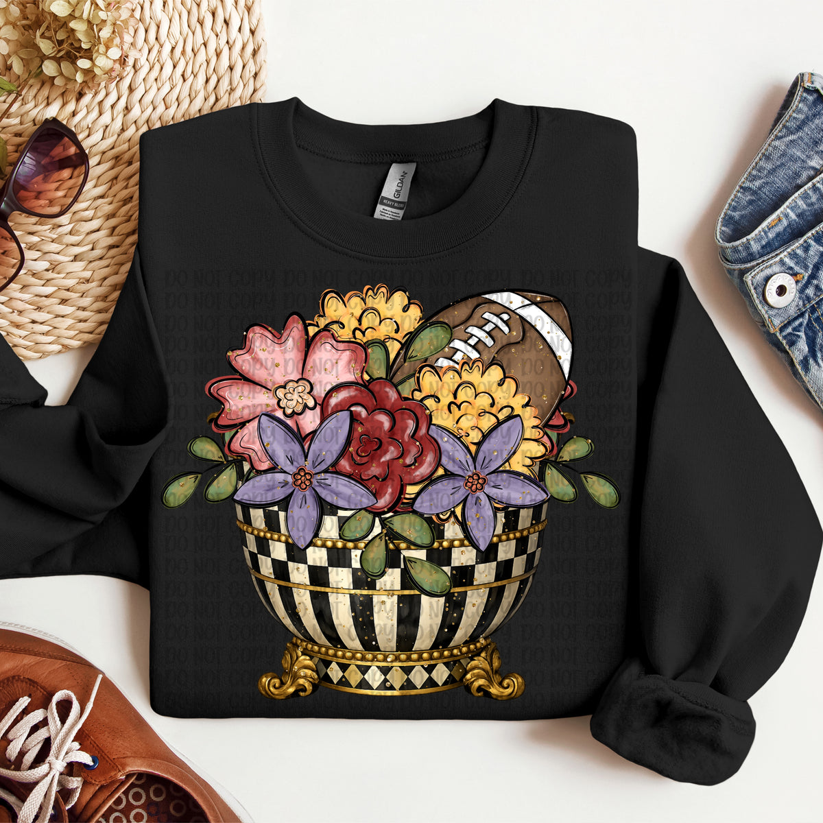 Floral football in stripped bowl (VP) DTF Transfer
