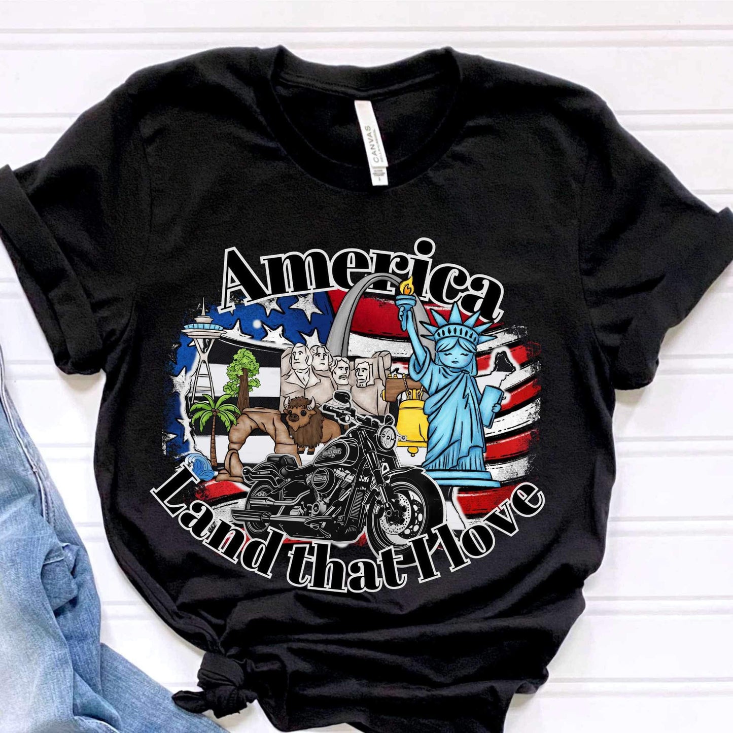 America land that i love state items BLACK 34329 DTF transfer