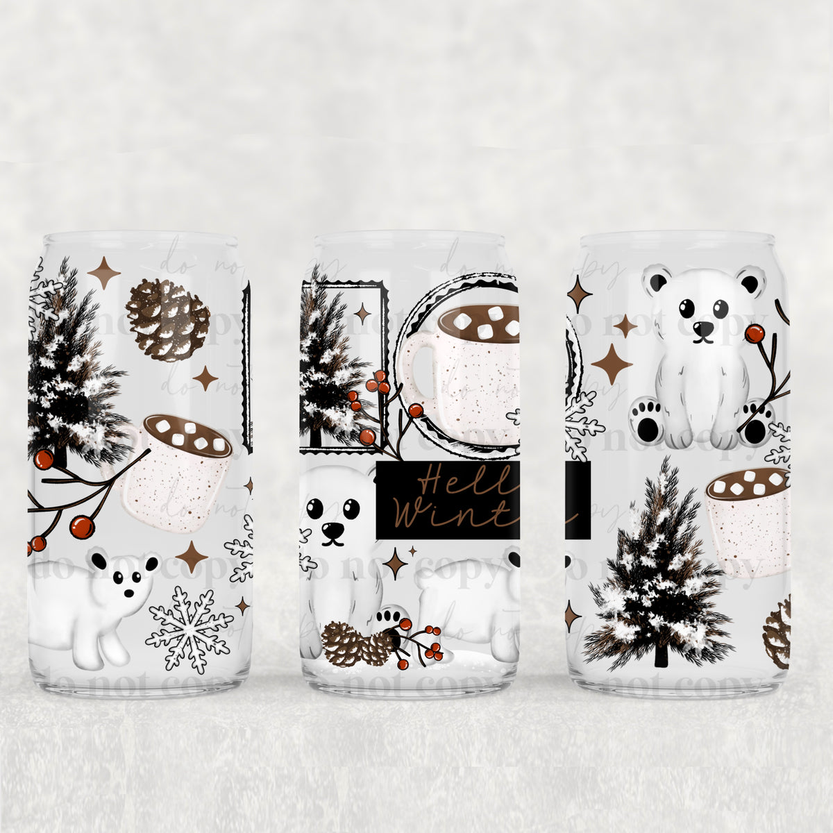 0628 hello winter polar bears (CSC) UV DTF WRAP