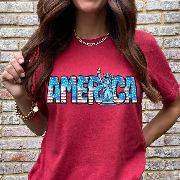 America pattern filled with statue 34327 DTF transfer