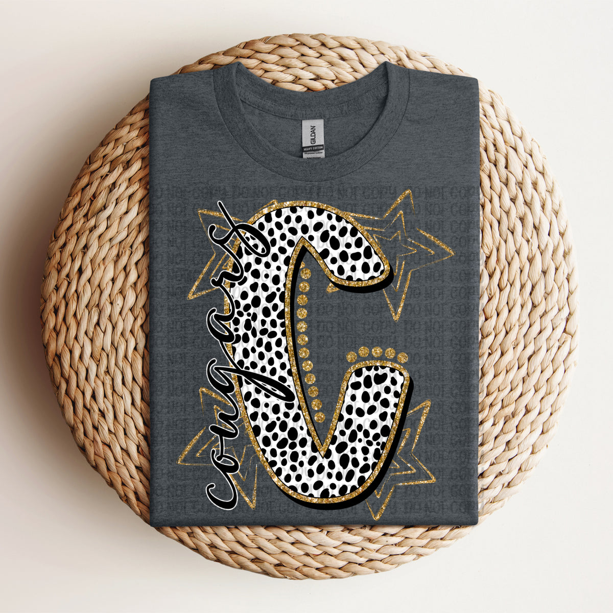 Cougars BW polkadot gold outline (VP) DTF Transfer