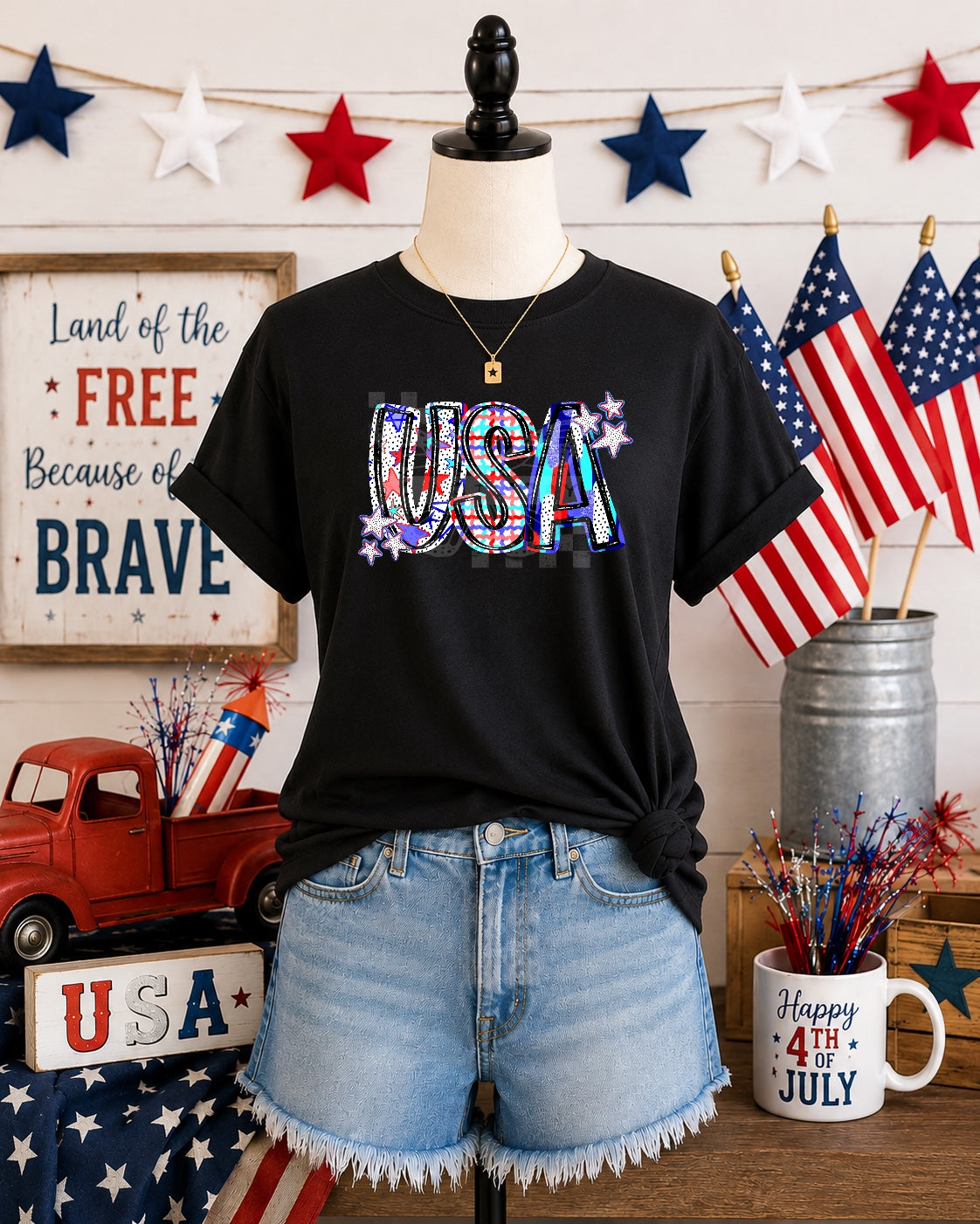 USA distressed outline (Renewed) DTF Transfer