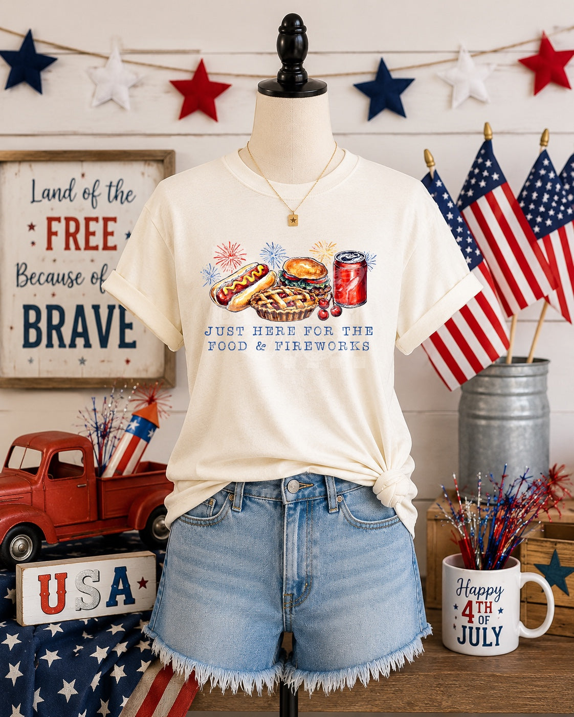 Here for the food & fireworks (Renewed) DTF Transfer
