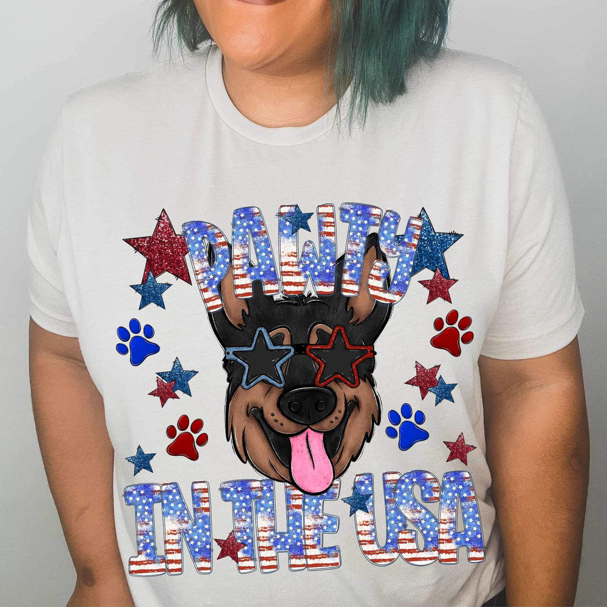 Pawty in the usa german shepard  34305 DTF transfer