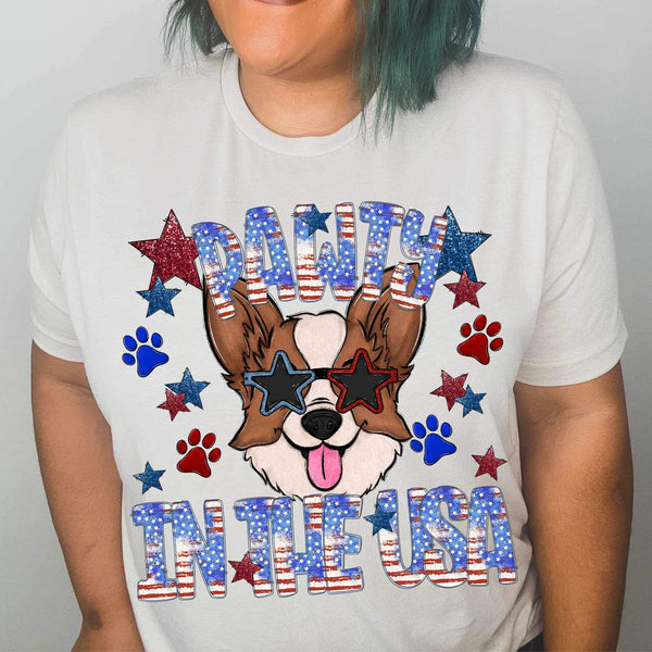 Pawty in the usa corgi 34297 DTF transfer