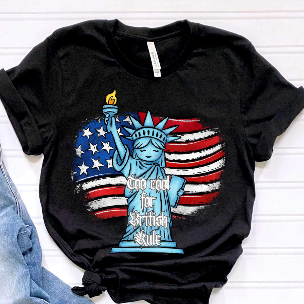 Too cool for british rule statue flag 34326 DTF transfer