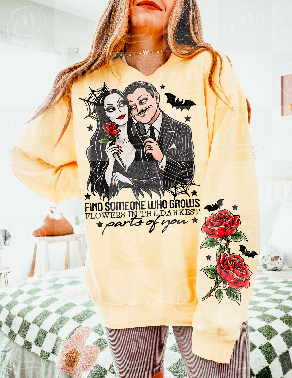 Find someone who grows flowers in the darkest parts of you SLEEVE ONLY (Lyttle) DTF Transfer