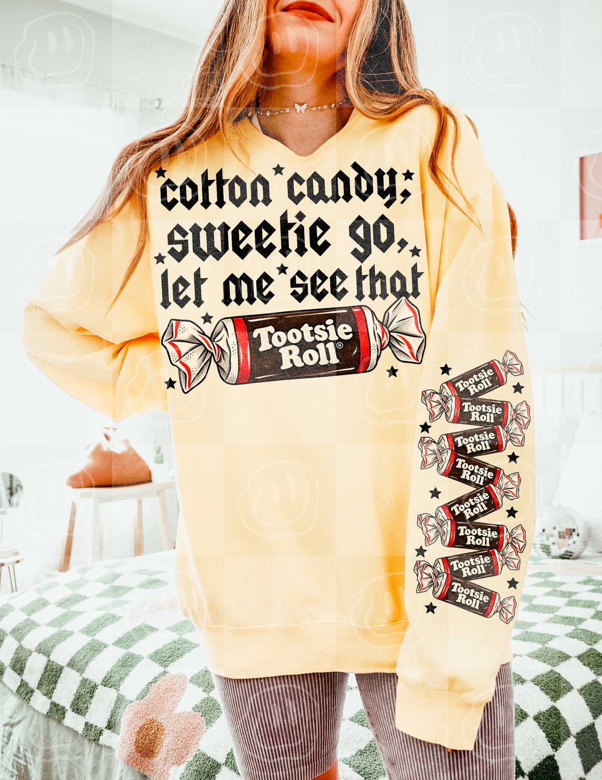Cotton Candy; sweetie go, let me see that tootsie roll SLEEVE ONLY (Lyttle) DTF Transfer