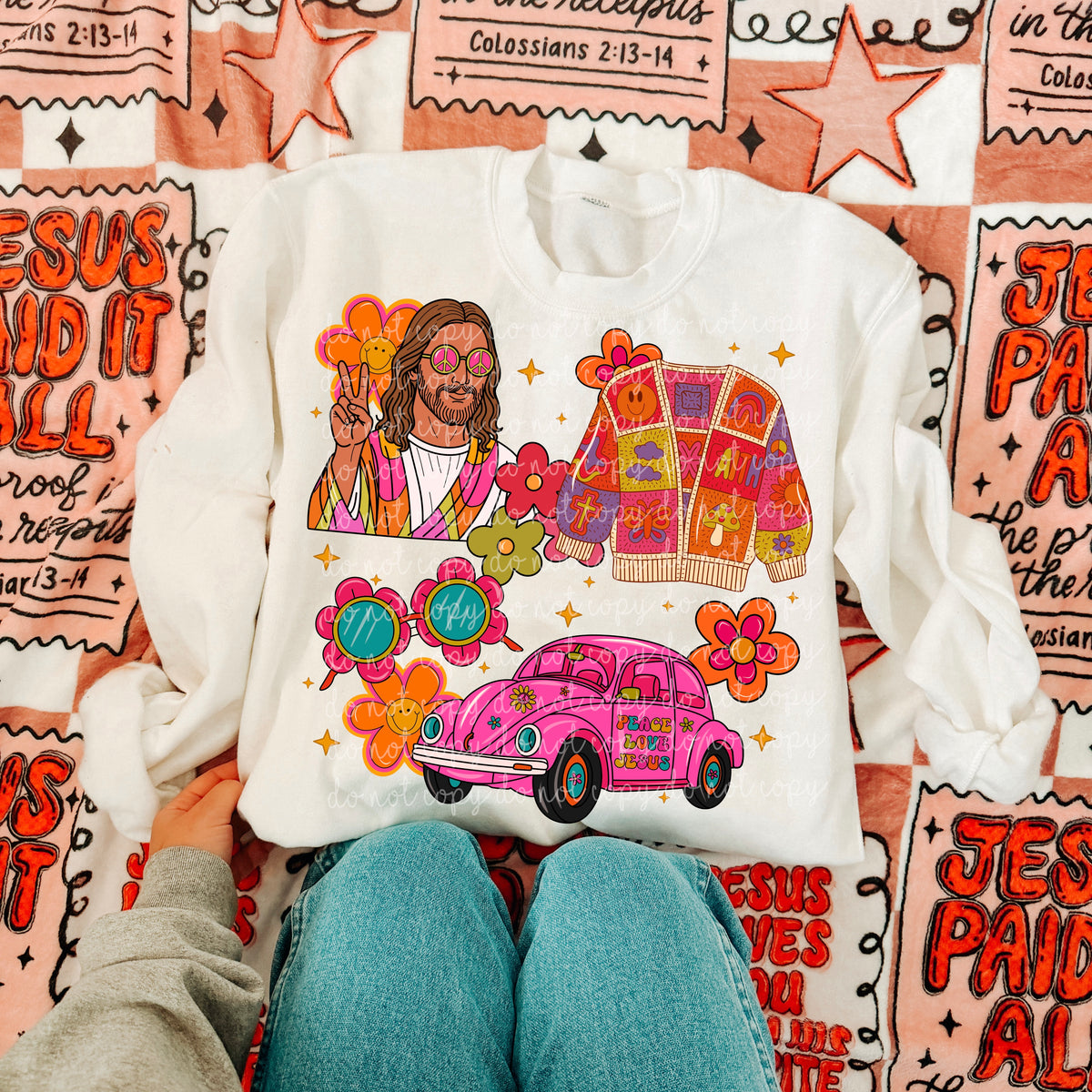 Jesus hippy collage (MMD) DTF Transfer