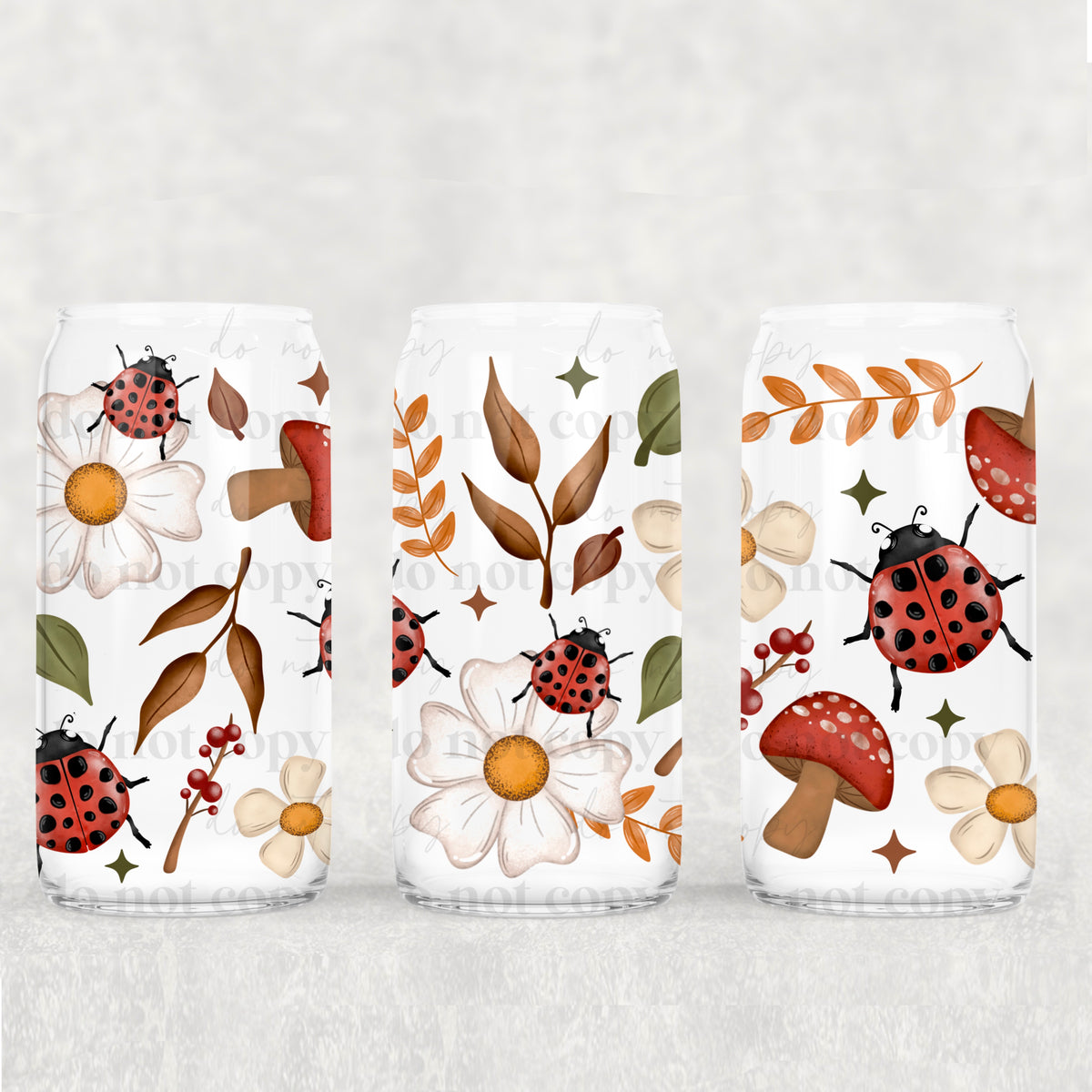0755 mushrooms ladybugs and flowers (CSC) UV DTF WRAP