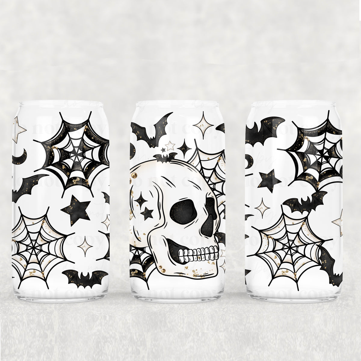 0756 skelly with webs black (CSC) UV DTF WRAP