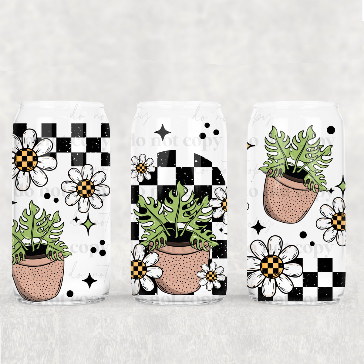 0757 plants with checkers (CSC) UV DTF WRAP