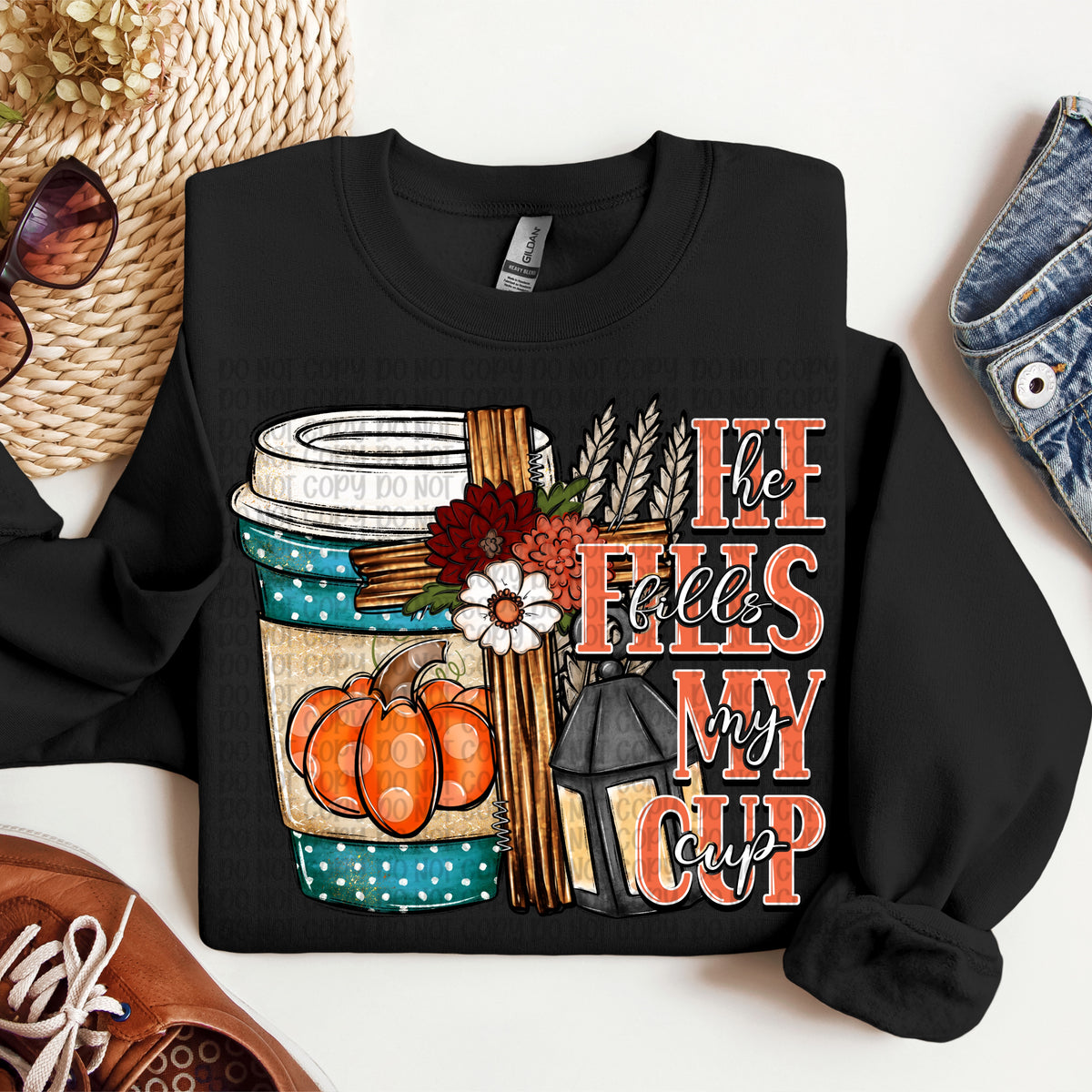 He fills my cup wooden cross (VP) DTF transfer