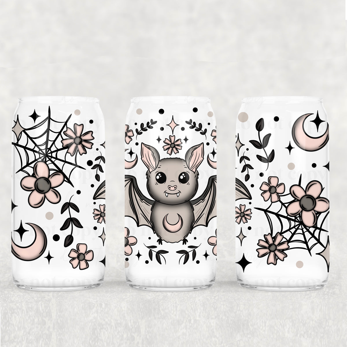 cute bat with flowers and webs 0766 (CSC) UV DTF WRAP