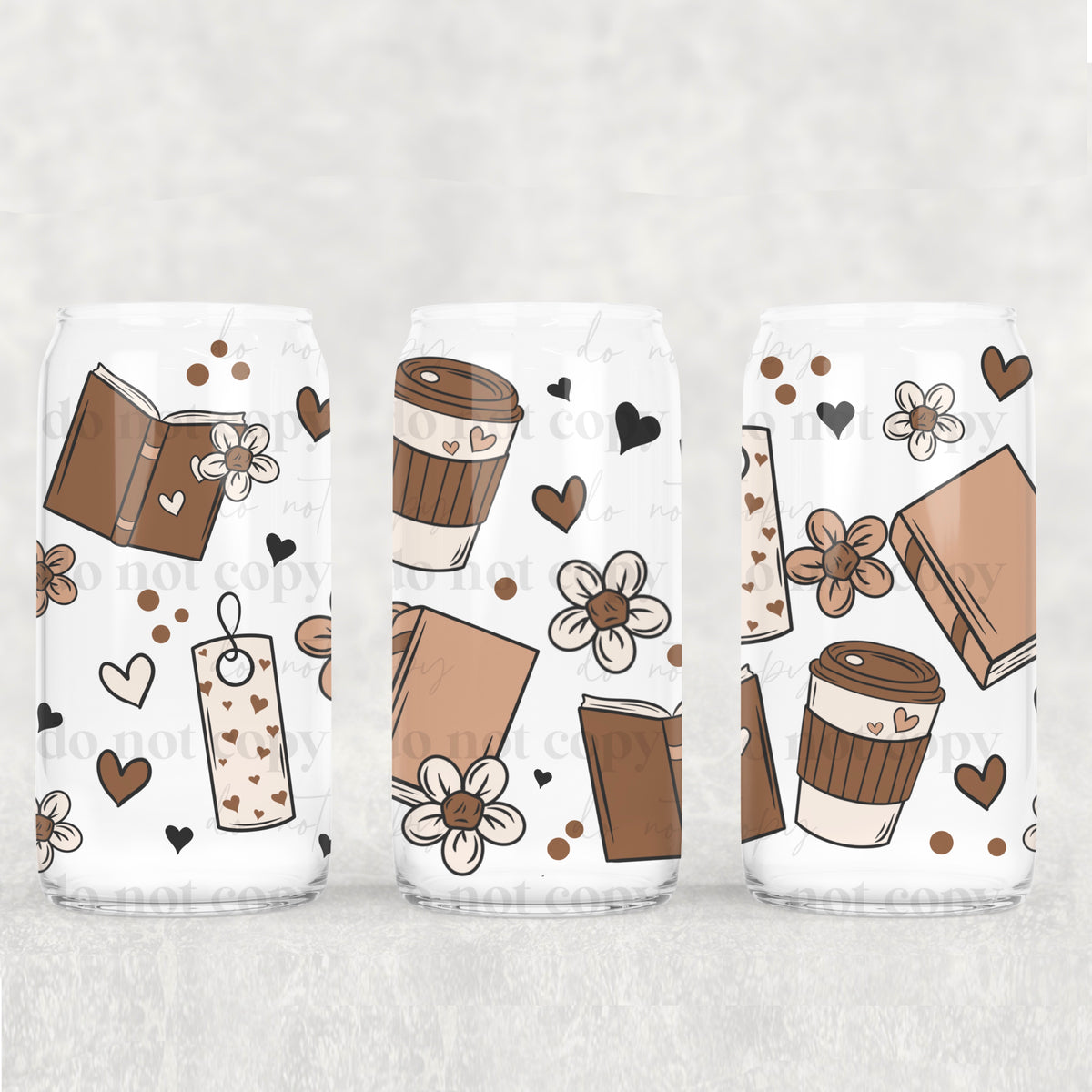 0766 brown coffee books (CSC) UV DTF WRAP