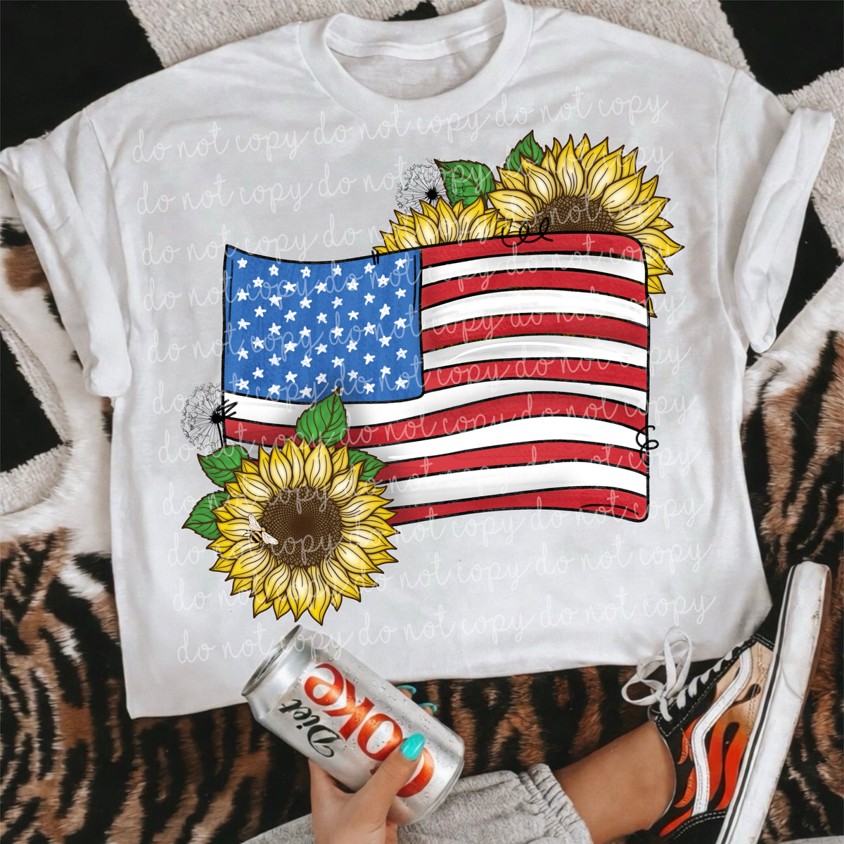 American flag with sunflowers (MMD) DTF transfer