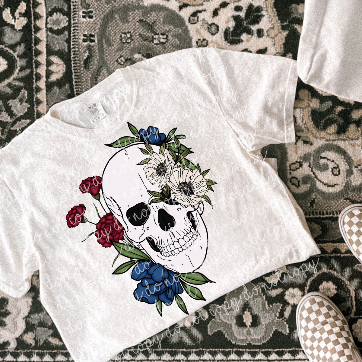 Skull and RWB wildflowers (MMD) DTF transfer