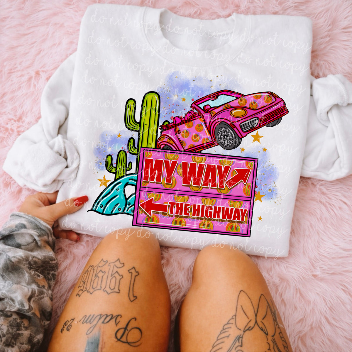 My way or the highway pink car (MMD) DTF transfer