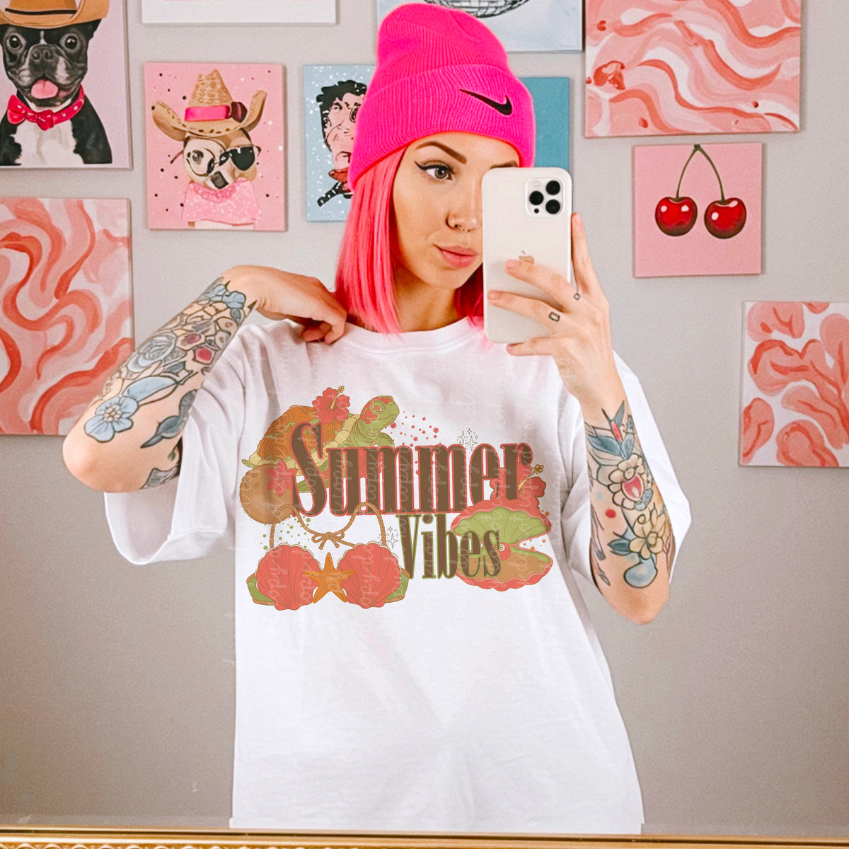 Summer vibes turtle and shells (MMD) DTF Transfer