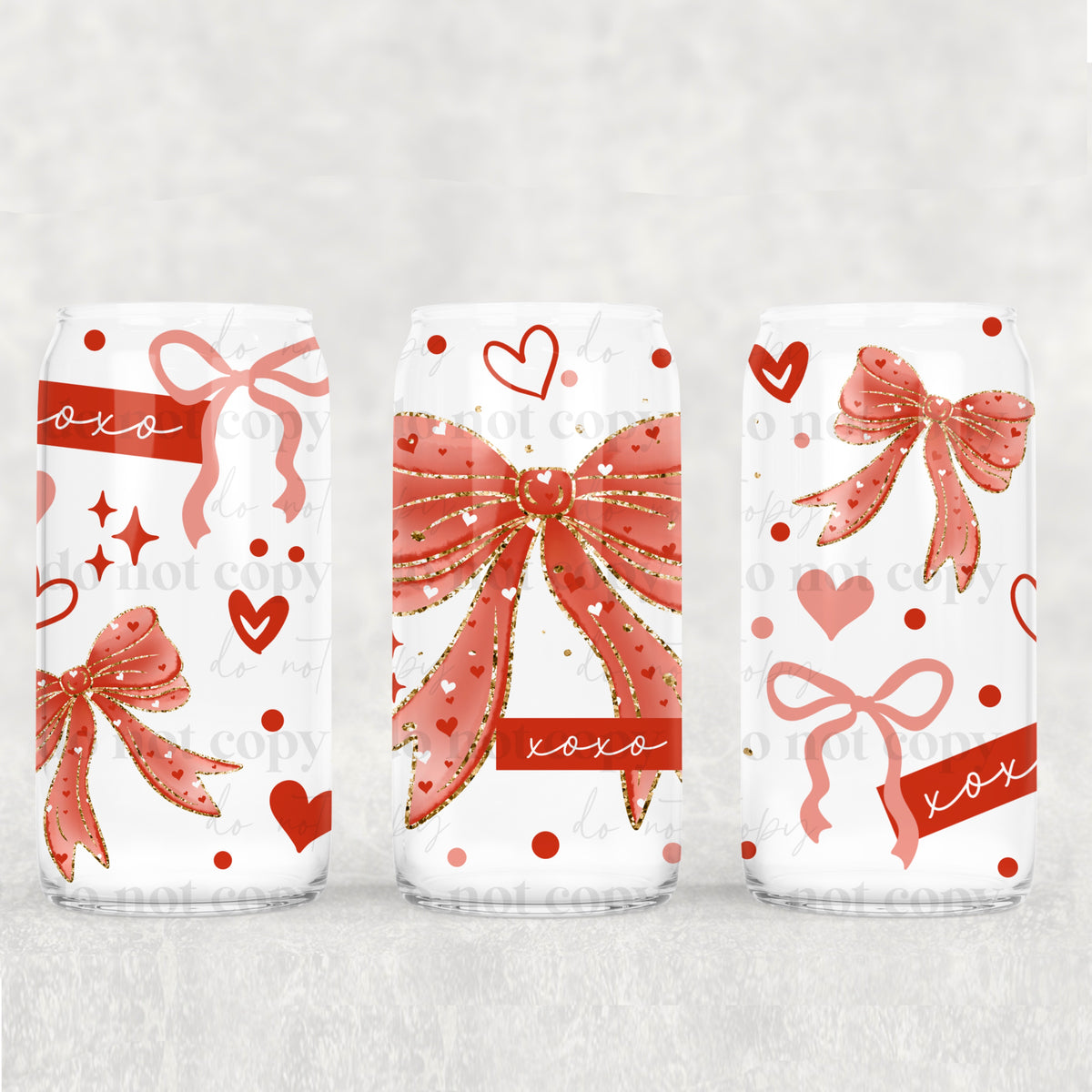 0830 red bow xoxo (CSC) UV DTF WRAP