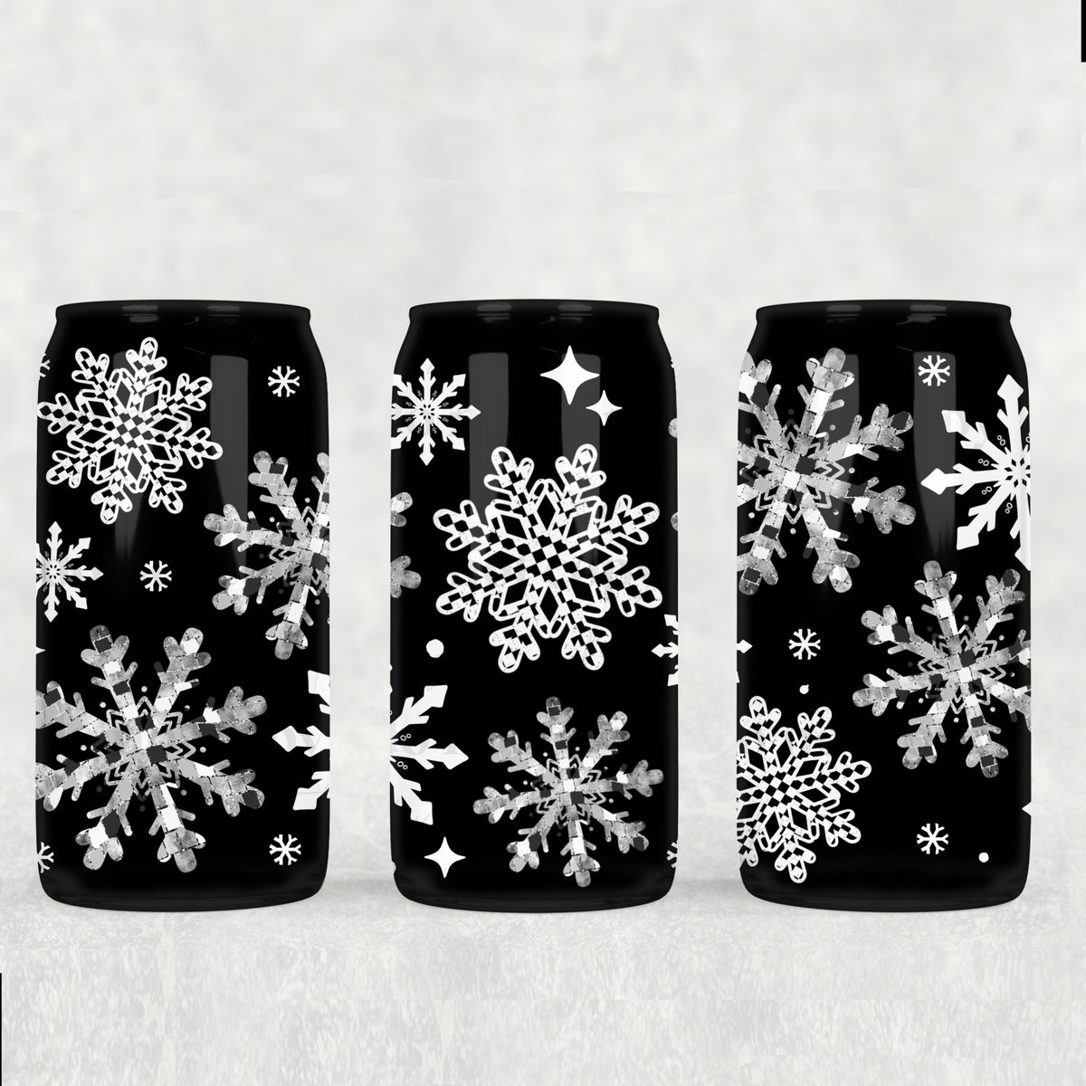 0838 white checkered snowflakes (CSC) UV DTF WRAP