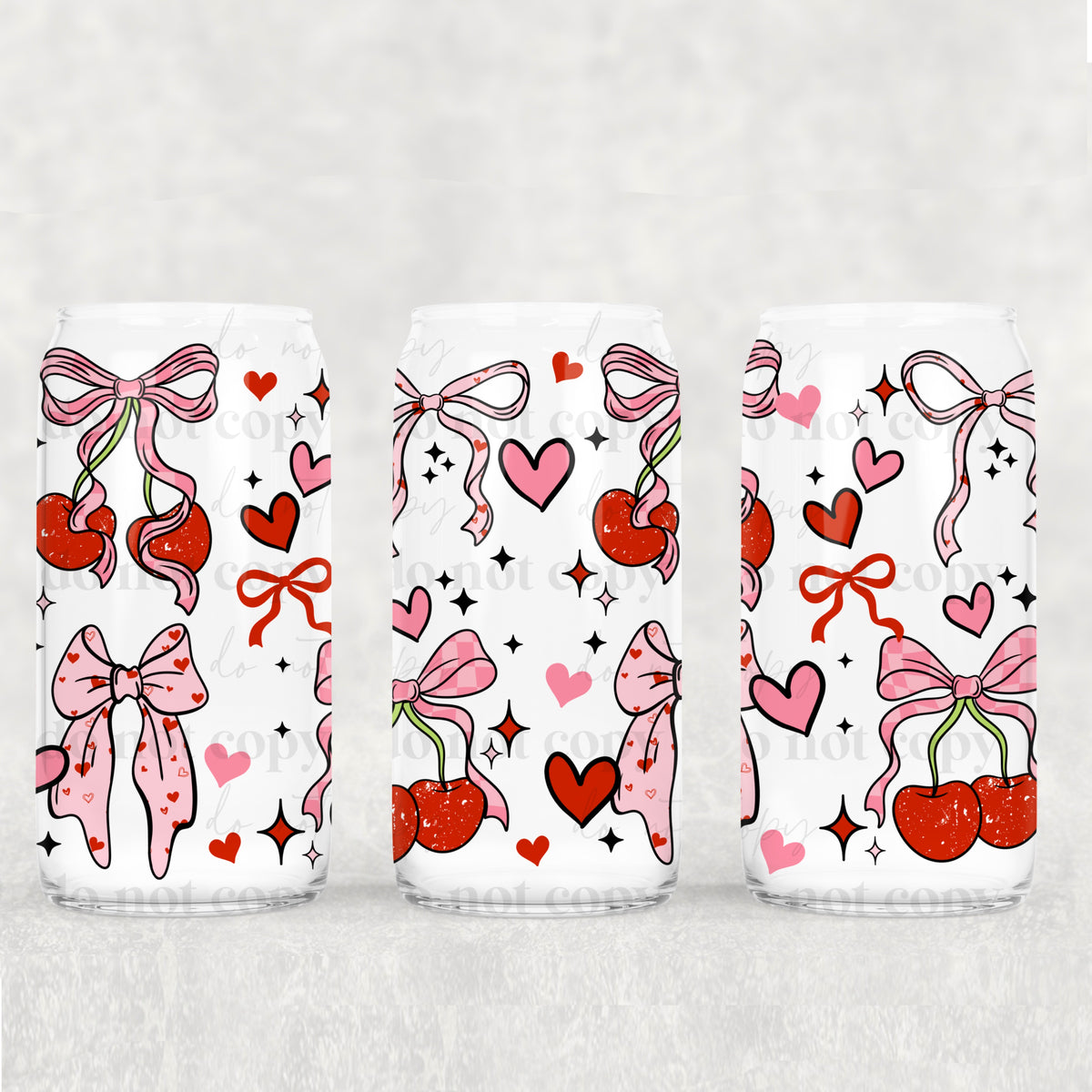 0845 cherries with pink bow stems (CSC) UV DTF WRAP