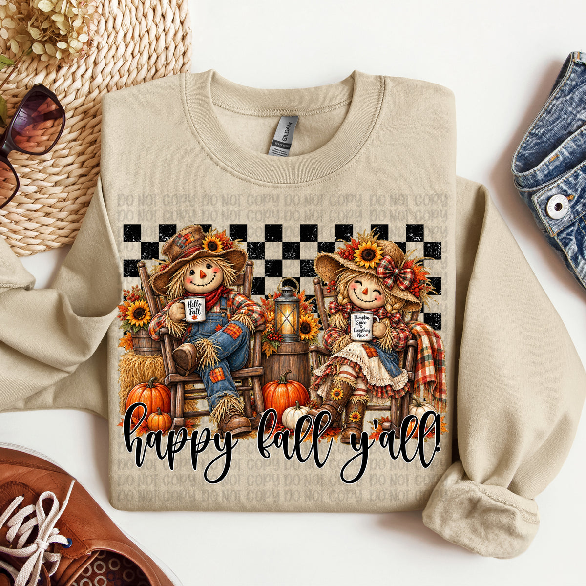 happy fall  ya'll scarecrows (VP)DTF Transfer