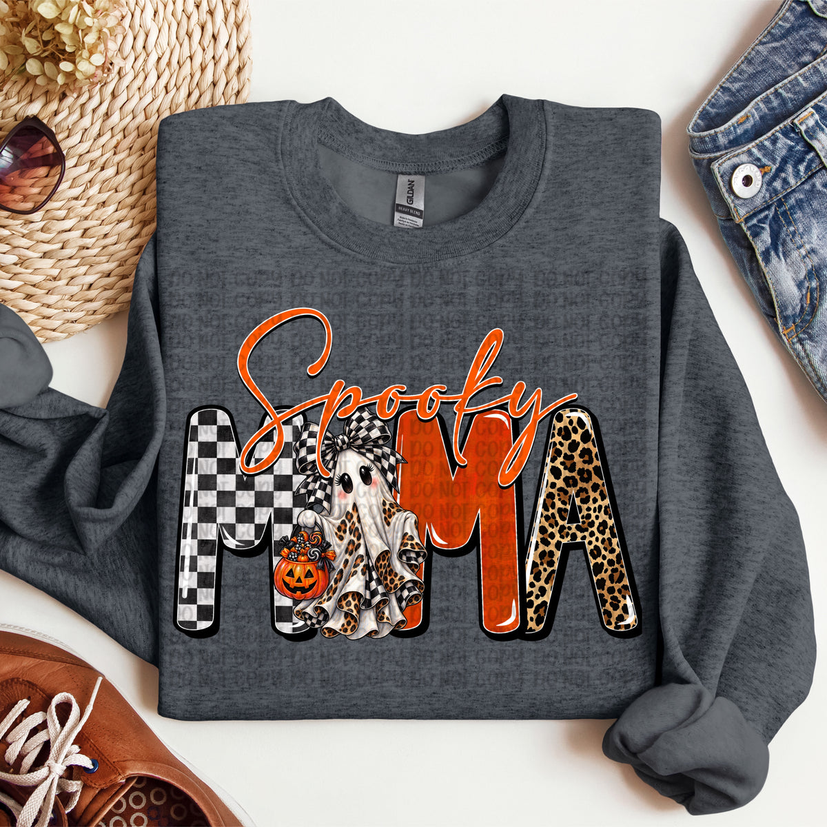 Spooky MAMA leopard and checkered (VP)DTF Transfer
