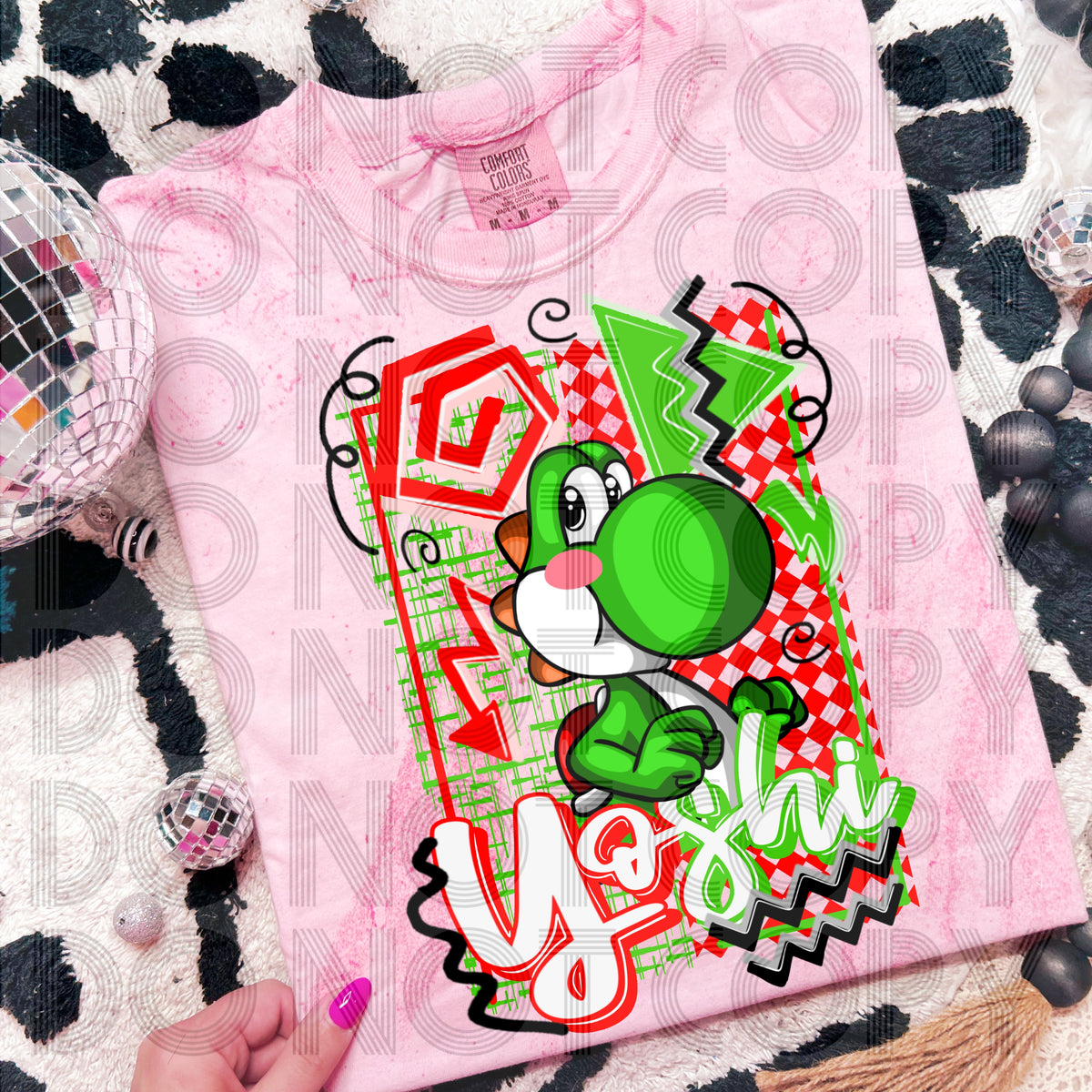 Retro M bros green and white dino (Renewed) DTF Transfer
