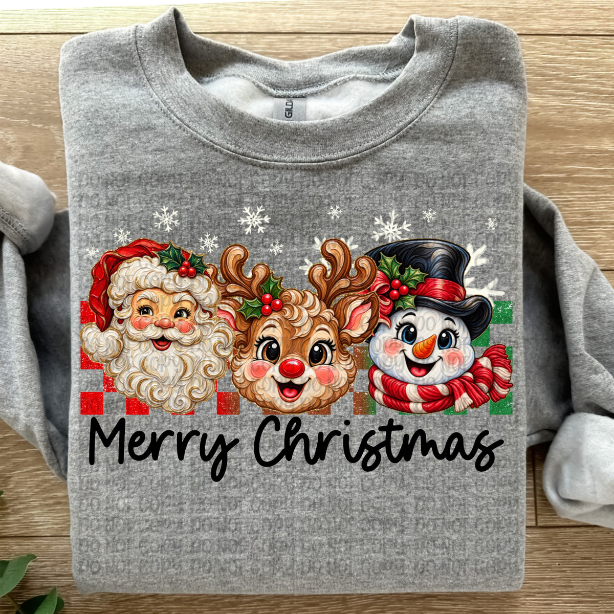 Merry Christmas santa, reindeer, snowman straight across (VP) DTF Transfer